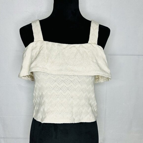Madewell Tops - Madewell Cream Knit Sleeveless Top Ruffle Tank Women's Sz XXS